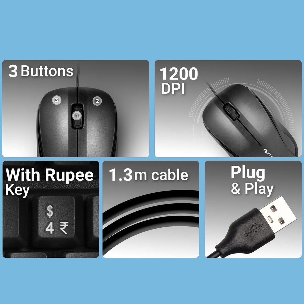 Zebronics Judwaa 850 Wired Keyboard & Mouse Combo