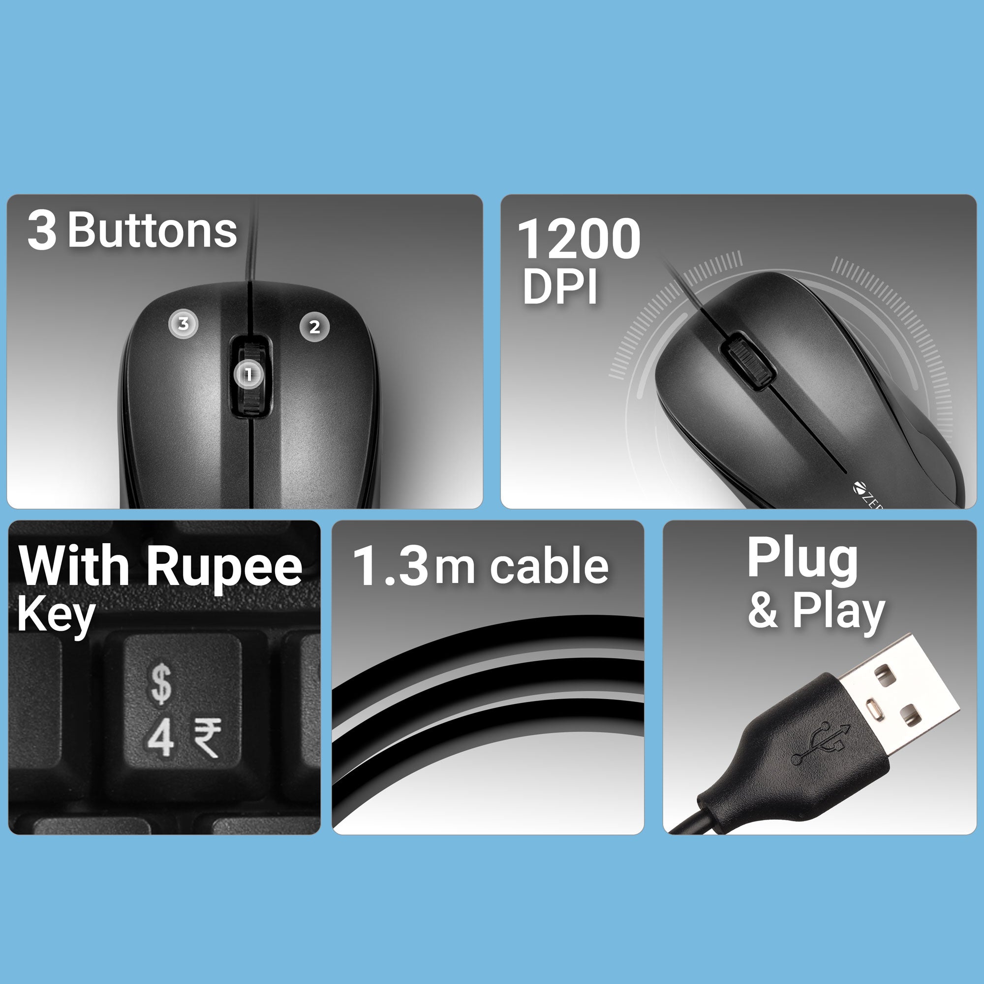 Zebronics Judwaa 850 Wired Keyboard & Mouse Combo