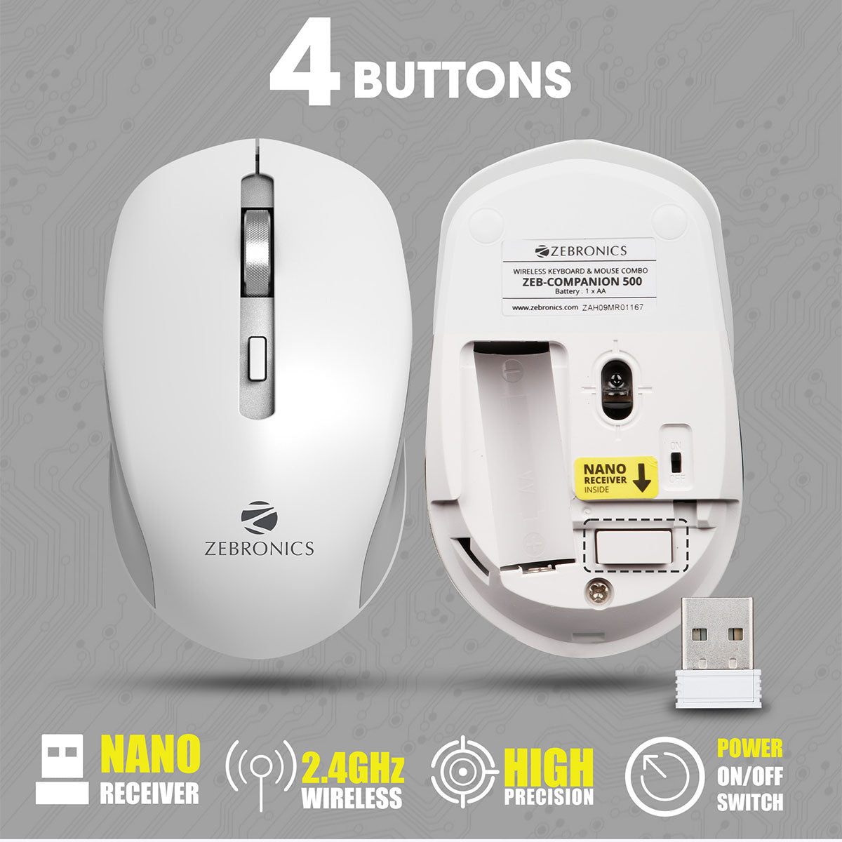Zebronics Companion 500 Wireless Keyboard & Mouse Combo